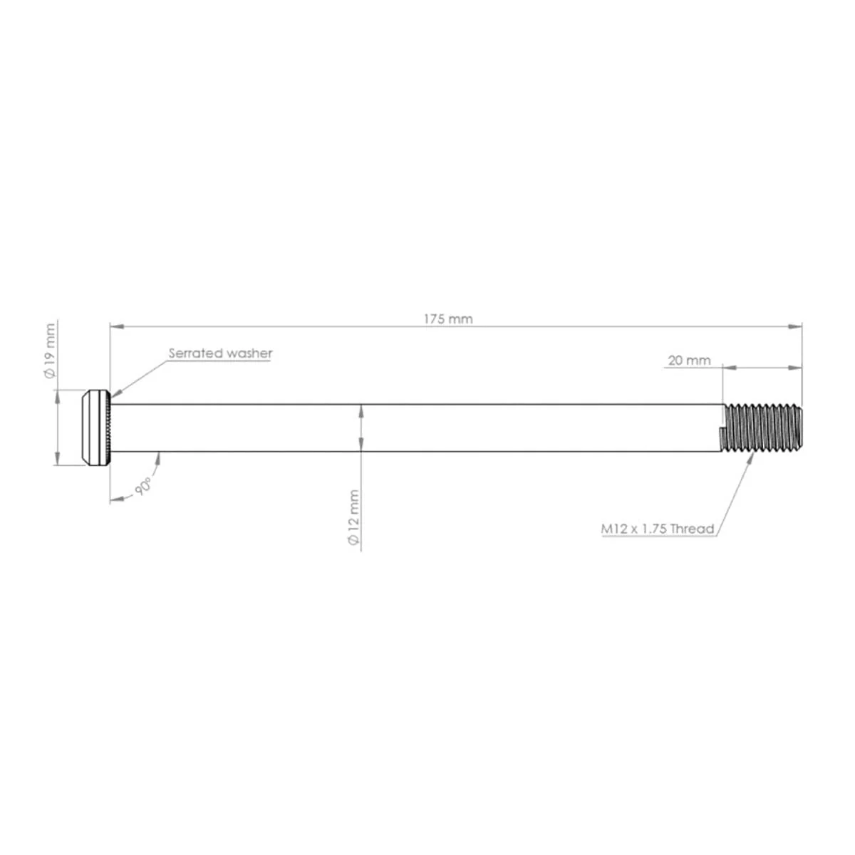 Axe de Roue Arrière BURGTEC 12x1.75mm 174mm Noir - Image 2