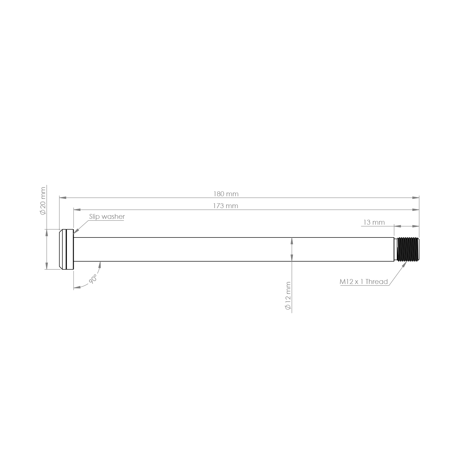 Axe de Roue Arrière BURGTEC 173mm x 12mm 1.0mm pour Cadre Rocky Mountain Noir - Image 2