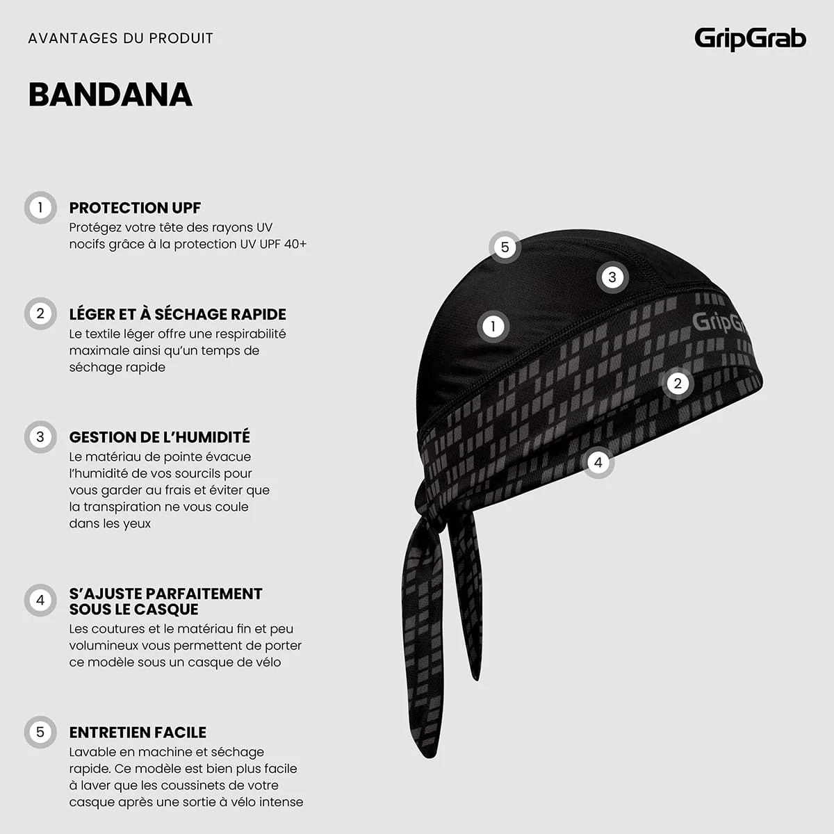 Bandana GRIPGRAB Noir - Image 9