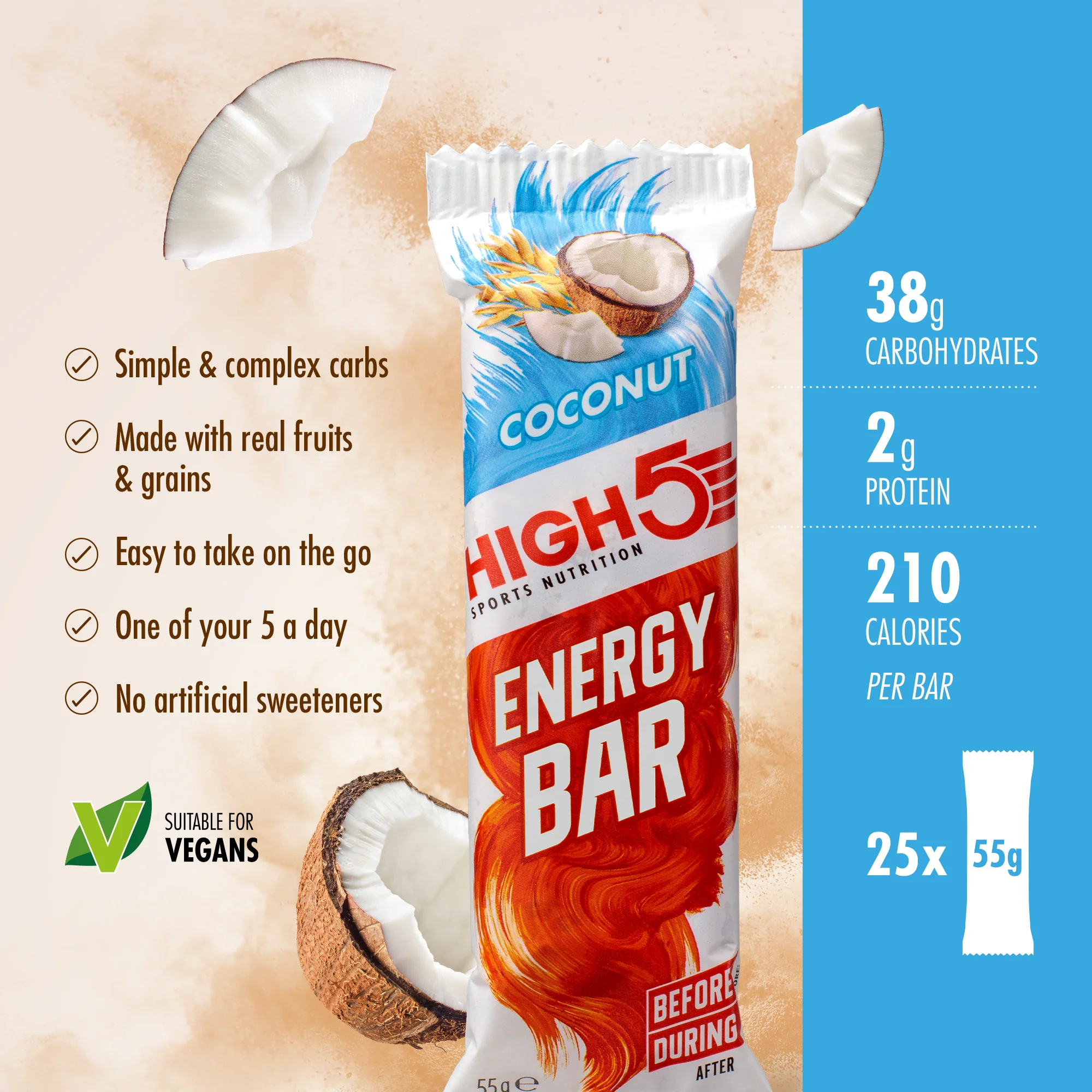 Barre Énergétique HIGH5 ENERGY BAR (55g) Coco - Image 2