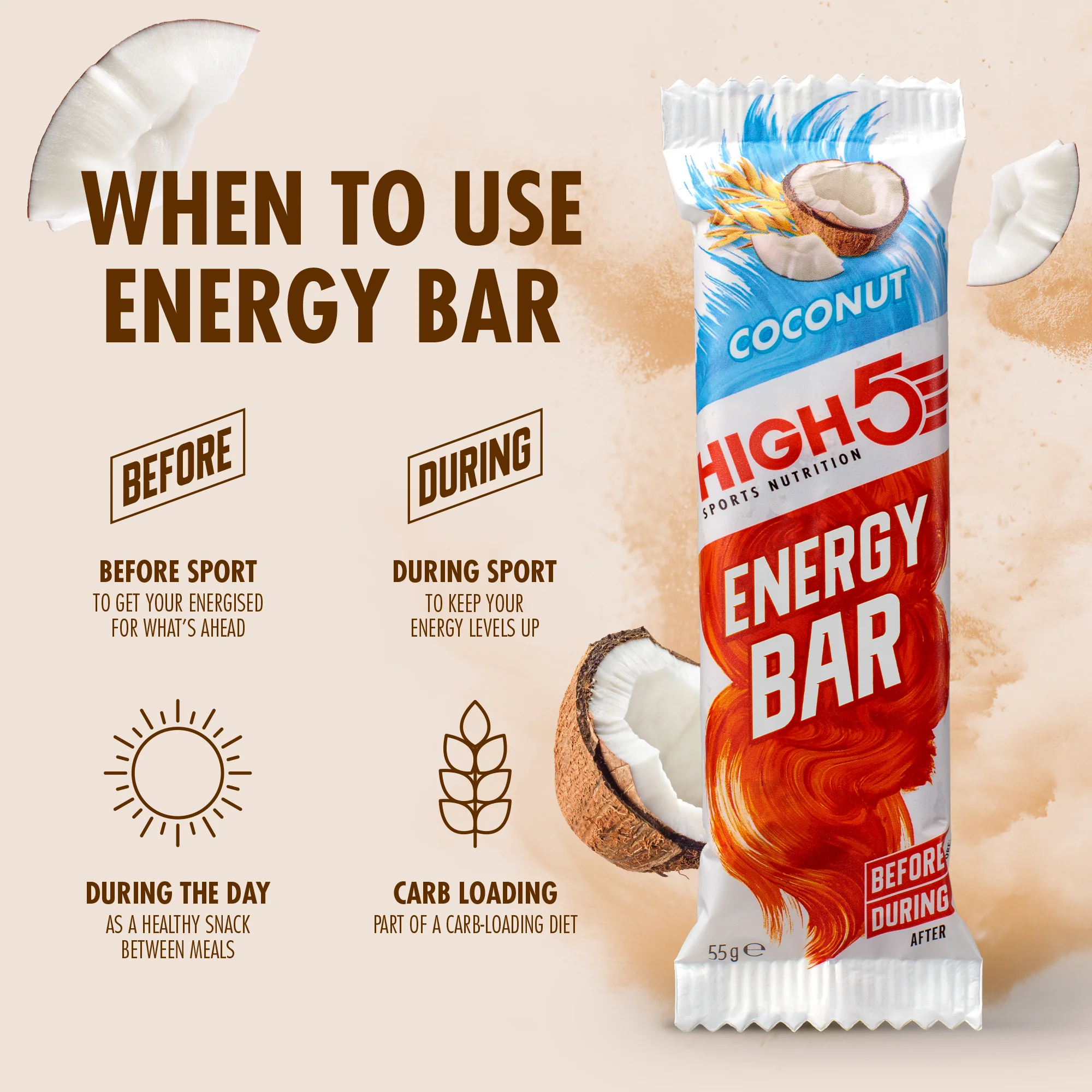 Barre Énergétique HIGH5 ENERGY BAR (55g) Coco - Image 3