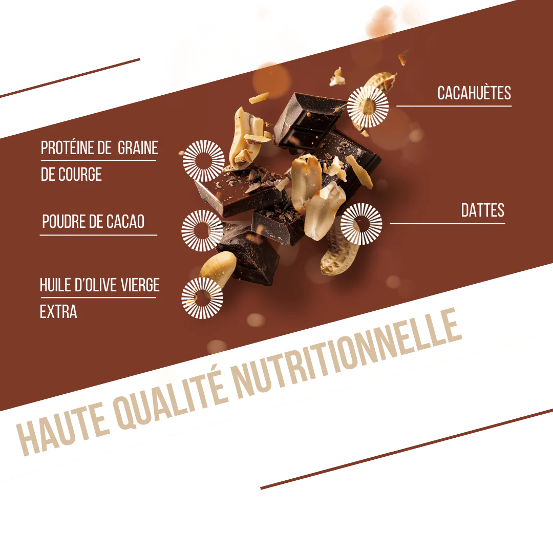 Barre Protéinée BAOUW BIO EXTRA Chocolat/Cachuètes (50g) - Image 3