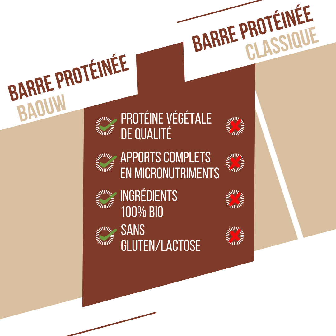 Barre Protéinée BAOUW BIO EXTRA Chocolat/Cachuètes (50g) - Image 7