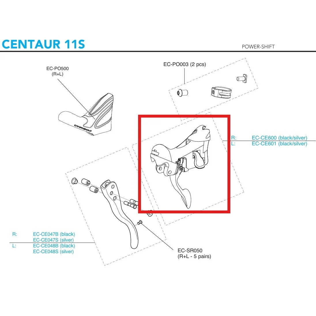 Corps de Manette Gauche CAMPAGNOLO CENTAUR 11V 2018 Frein sur Jante - Image 2