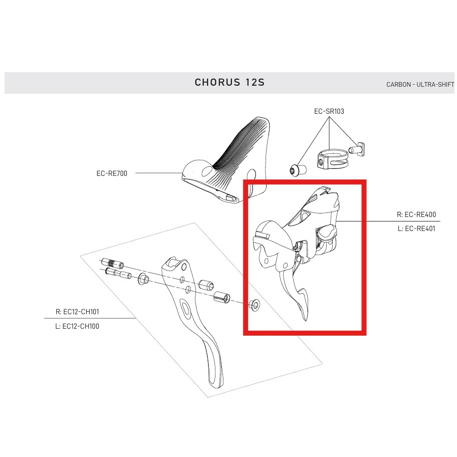 Corps de Manette Gauche CAMPAGNOLO RECORD / CHORUS 12V 2019 Frein sur Jante - Image 2