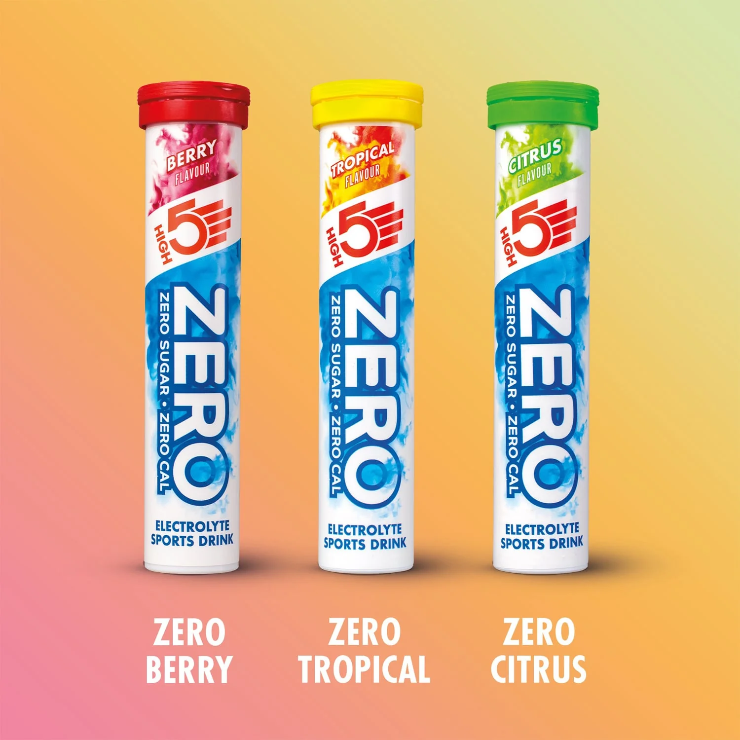 Pack 3x20 Pastilles HIGH5 ZERO Hydratation Electrolyte Fruits Rouge/Citron/Tropical