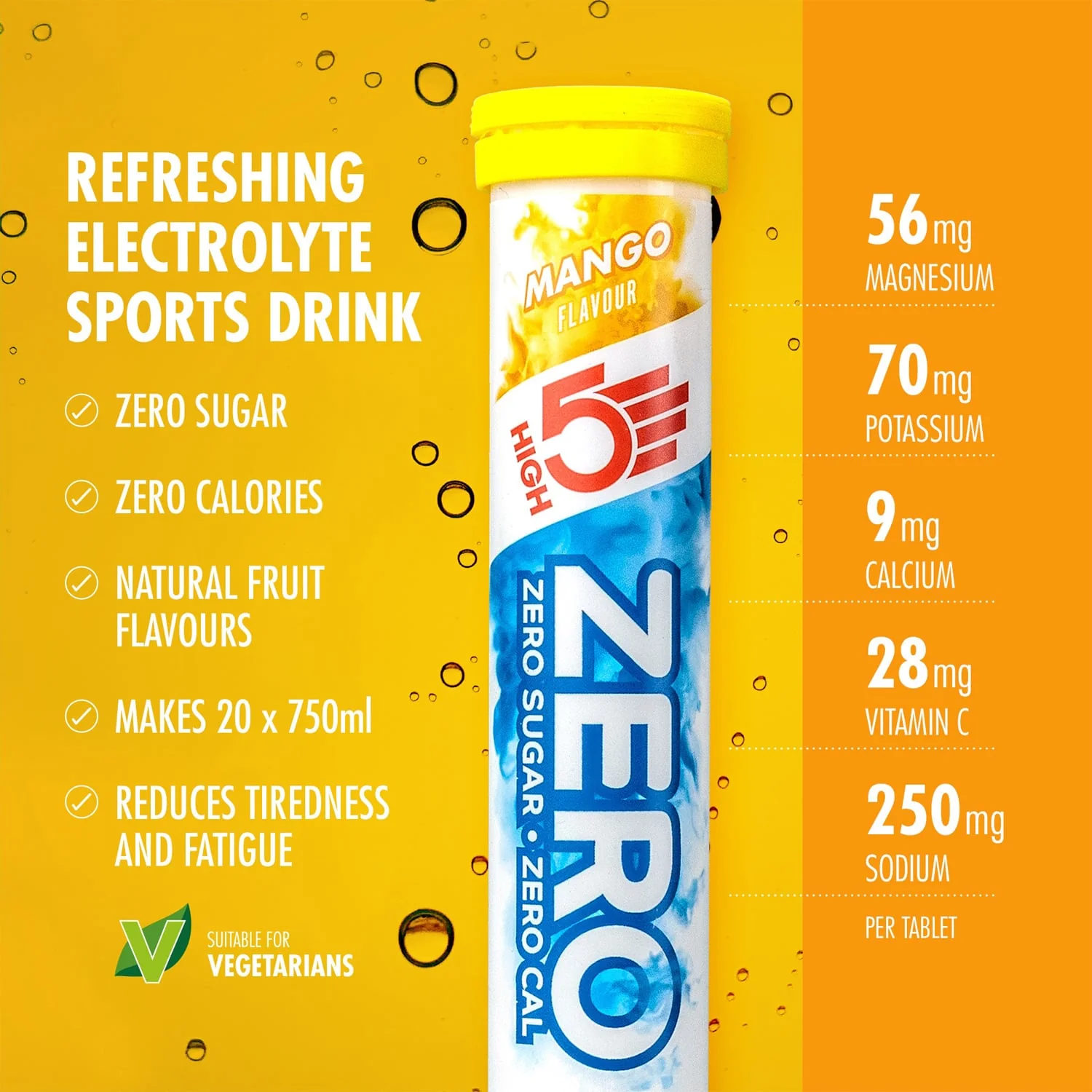 Pastilles d'Hydratation Electrolytes HIGH5 ZERO (x20) Mangue - Image 2