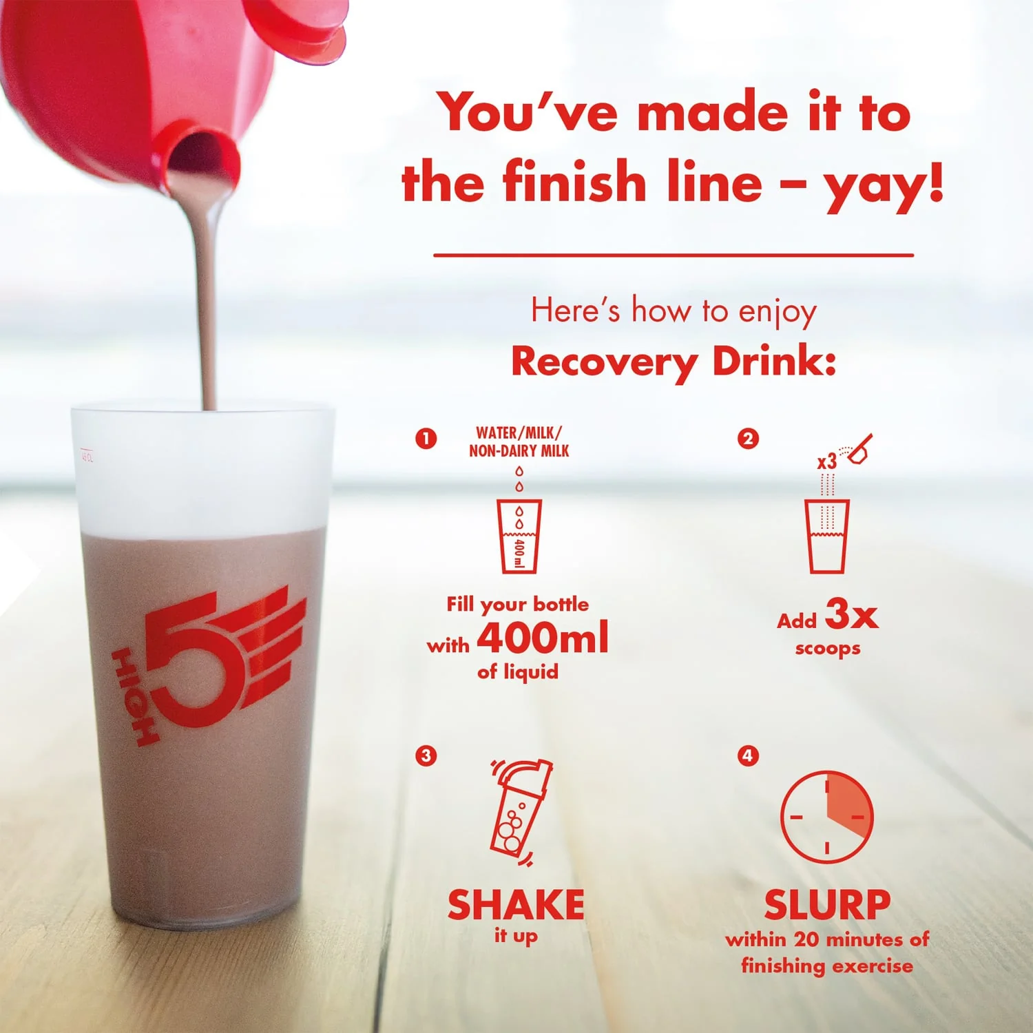 Boisson de Récupération HIGH5 RECOVERY DRINK (1.6kg) Banane Vanille Milkshake - Image 4