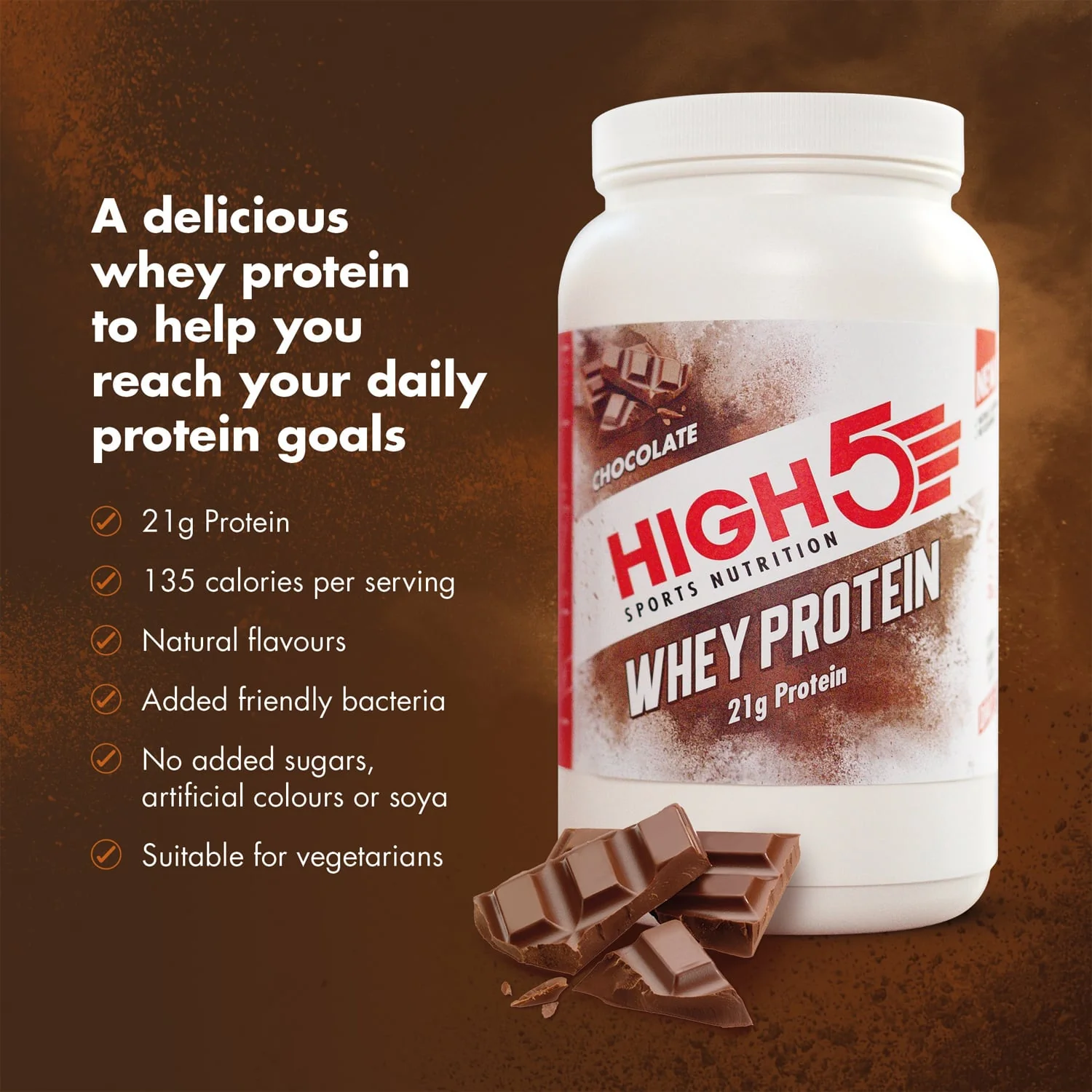 Boisson de Récupération HIGH5 WHEY PROTEIN (700g) Chocolat - Image 2