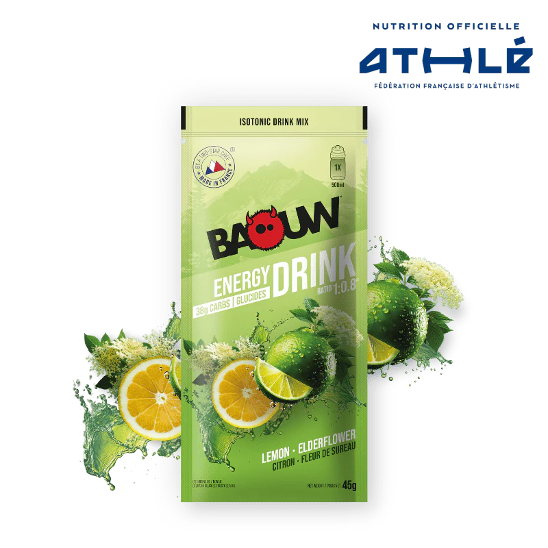 Boisson Énergétique BAOUW ISOTONIC (45g) Citron Vert/Fleur de sureau