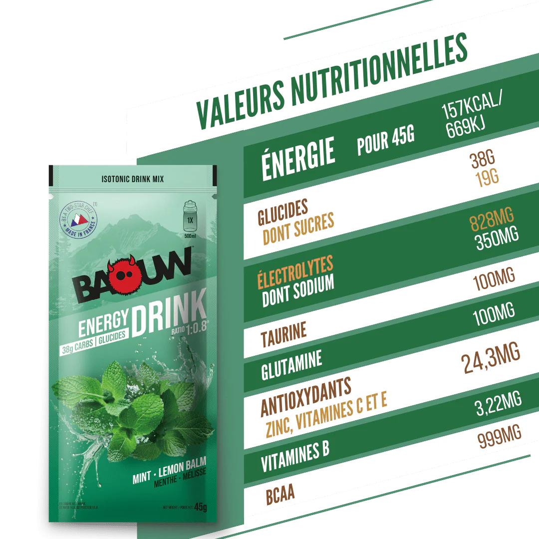 Boisson Énergétique BAOUW ISOTONIC (45g) Menthe/Mélisse - Image 5