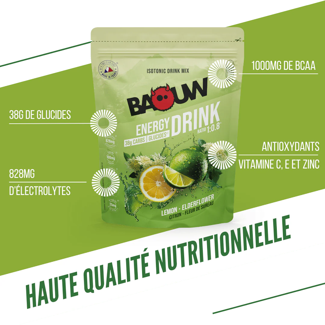 Boisson Énergétique BAOUW ISOTONIC (585g) Citron Vert/Fleur de Sureau - Image 2