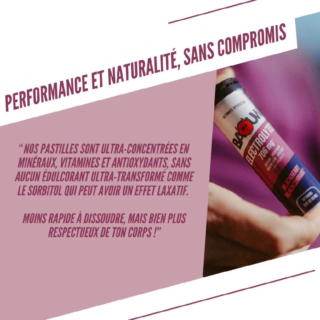 Boisson Énergétique BAOUW (Tube de 10 Pastilles) Mûre/Cassis - Image 4