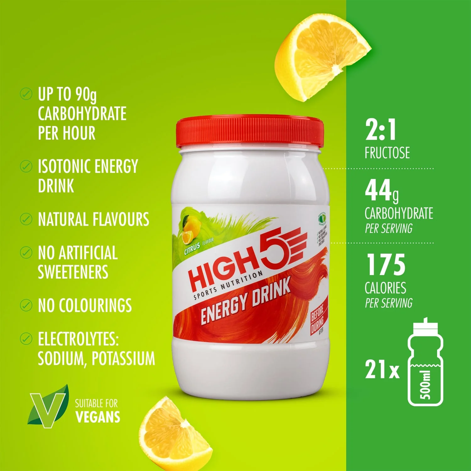 Boisson Énergétique HIGH5 ENERGY DRINK (1kg) Citron - Image 2