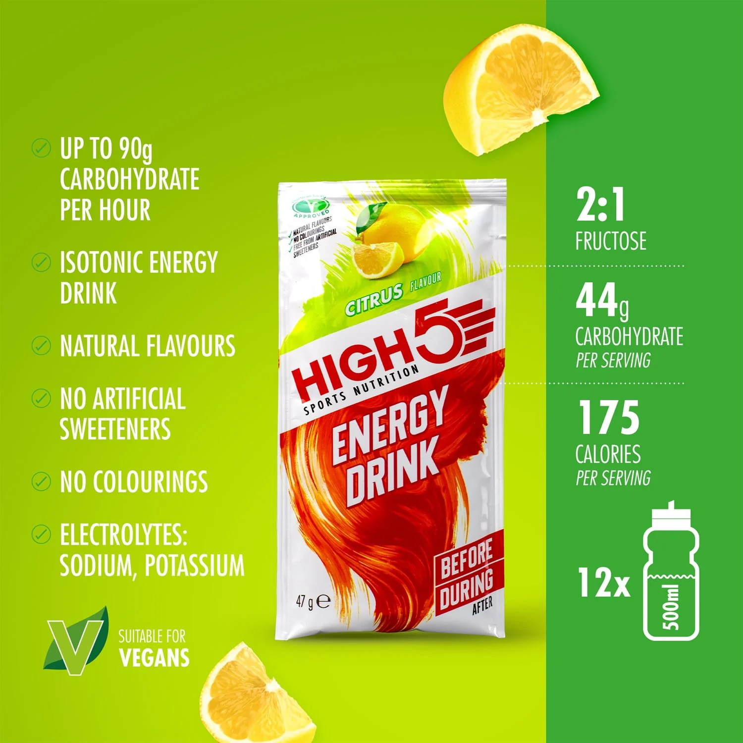 Boisson Énergétique HIGH5 ENERGY DRINK (47g) Citron - Image 2