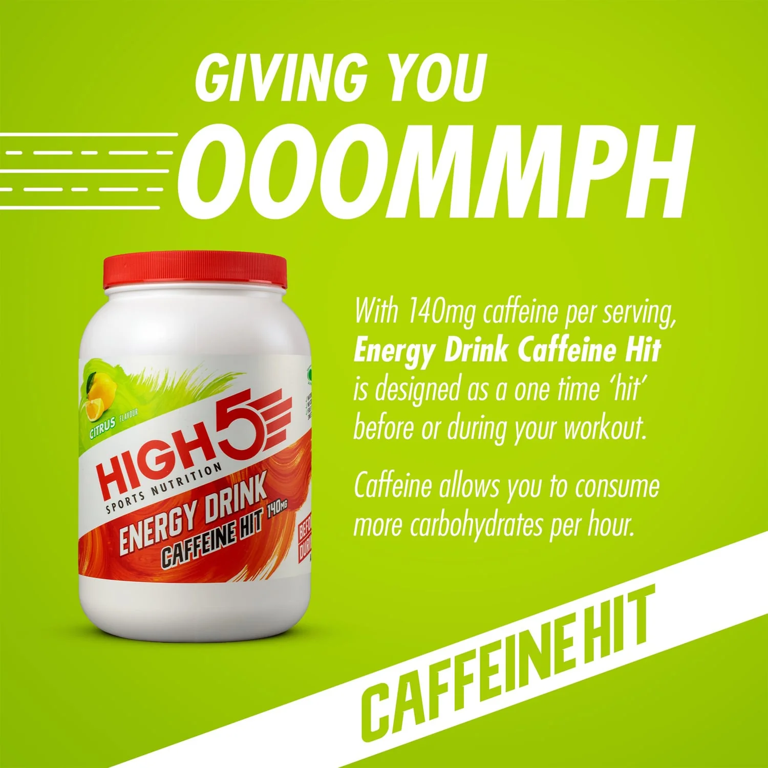 Boisson Énergétique HIGH5 ENERGY DRINK CAFFEINE HIT (1.4kg) Citron - Image 3