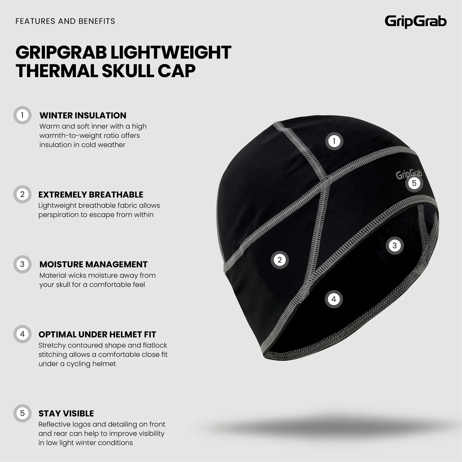 Bonnet Sous Casque GRIPGRAB THERMO Noir - Image 3