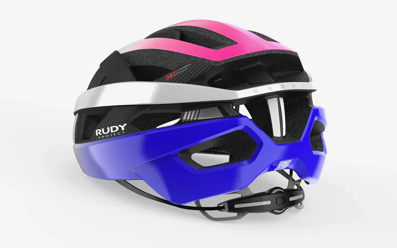 Casque Route RUDY PROJECT REBEL CARBON Blanc/Violet/Rose - Image 4