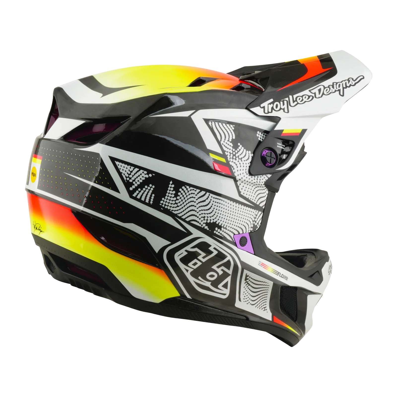 Casque VTT TROY LEE DESIGNS D4 CARBON MIPS Lined Up Noir/Jaune - Image 5