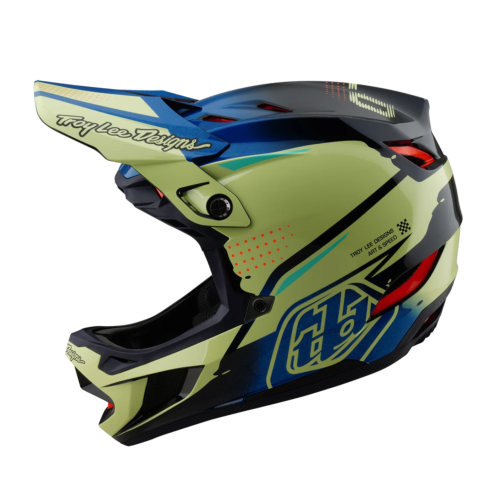 Casque VTT TROY LEE DESIGNS D4 COMPOSITE MIPS Drip Jaune