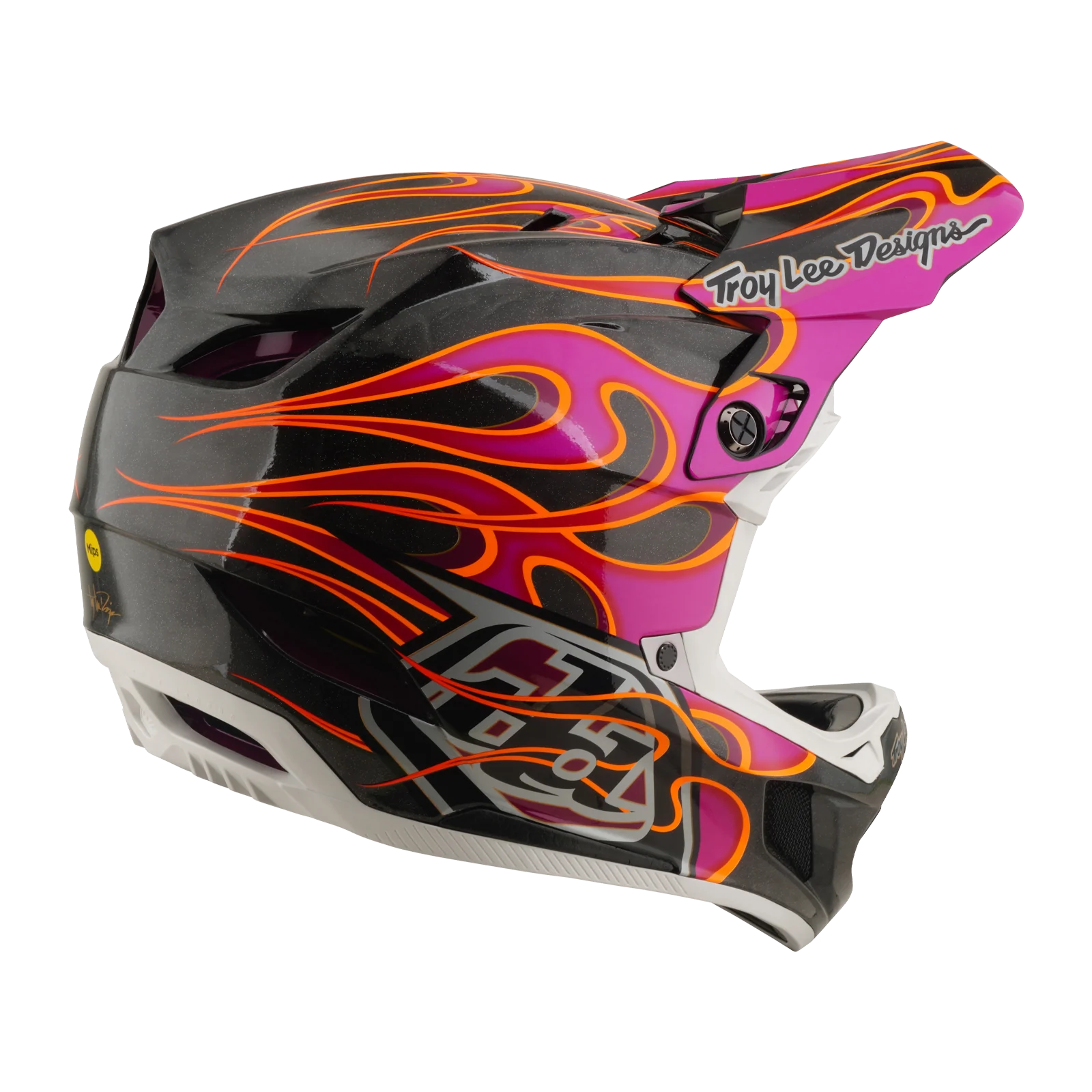Casque VTT TROY LEE DESIGNS D4 CARBON MIPS Torched Carbon/Magenta - Image 4