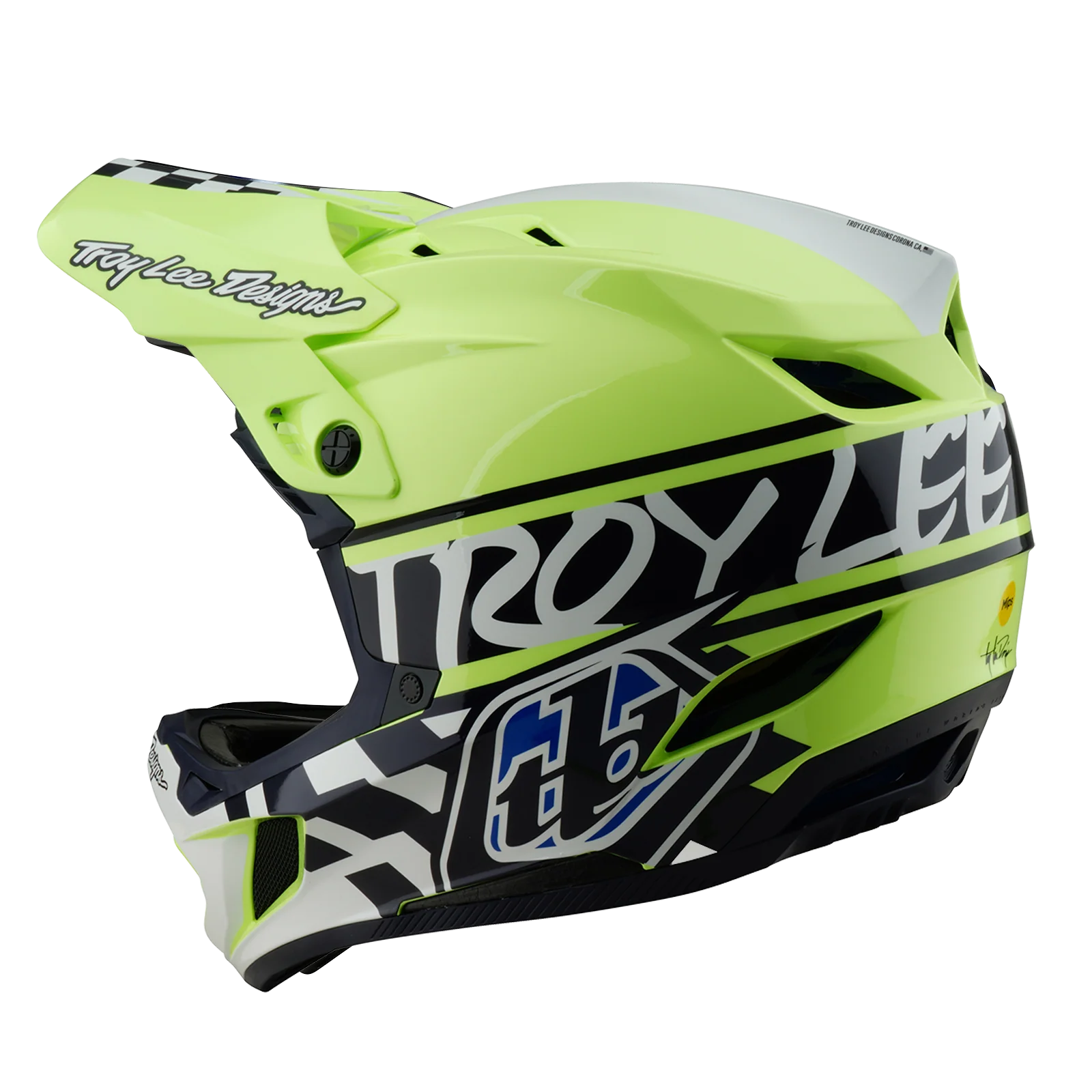 Casque VTT TROY LEE DESIGNS D4 POLYACRYLITE MIPS FIFTY 50 Jaune/Bleu - Image 2