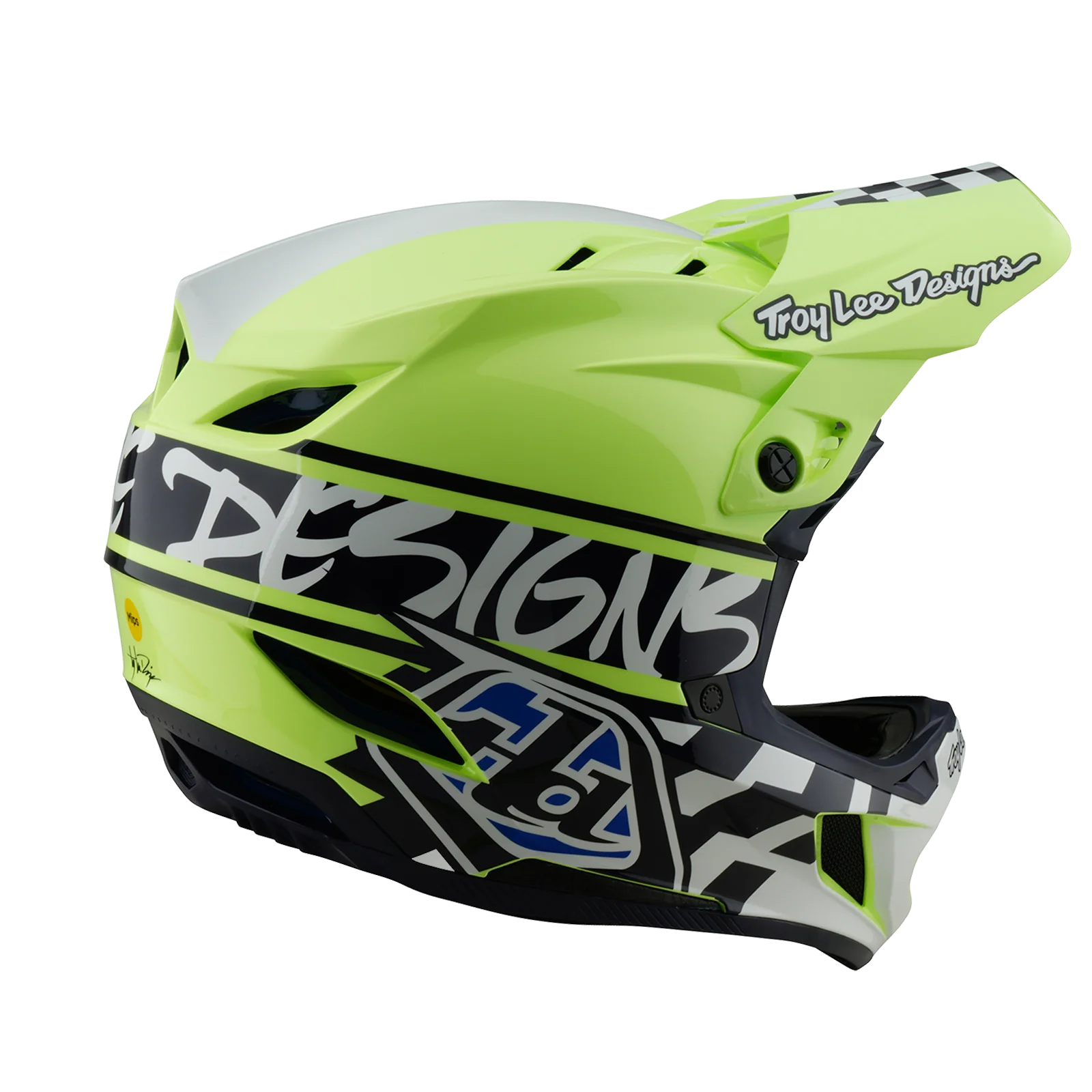 Casque VTT TROY LEE DESIGNS D4 POLYACRYLITE MIPS FIFTY 50 Jaune/Bleu - Image 4