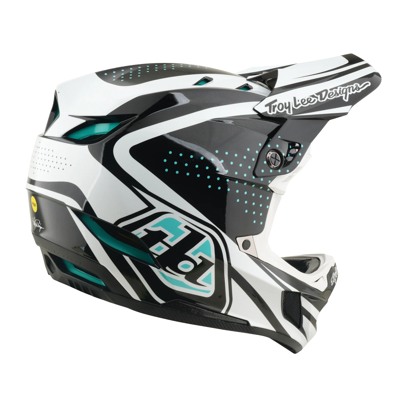 Casque VTT TROY LEE DESIGNS D4 POLYACRYLITE MIPS THE LINE Charcoal/Blanc - Image 4