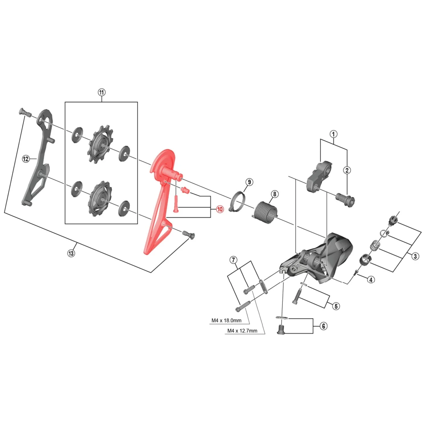 Chape de Dérailleur Arrière Externe Courte SHIMANO DURA-ACE RD-R9100 SS