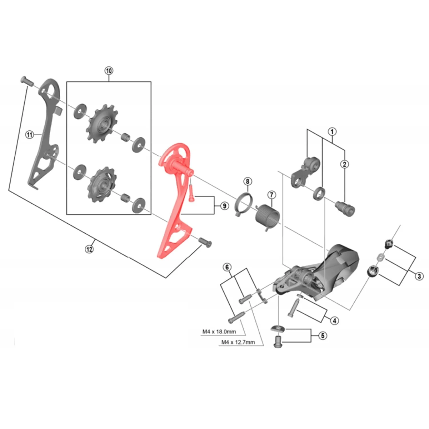Chape de Dérailleur Arrière Externe et Fixation SHIMANO 105 RD-R7000-GS