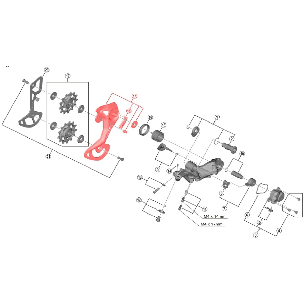 Chape Externe Longue pour Dérailleur Arrière 12V SHIMANO XTR M9100 SGS