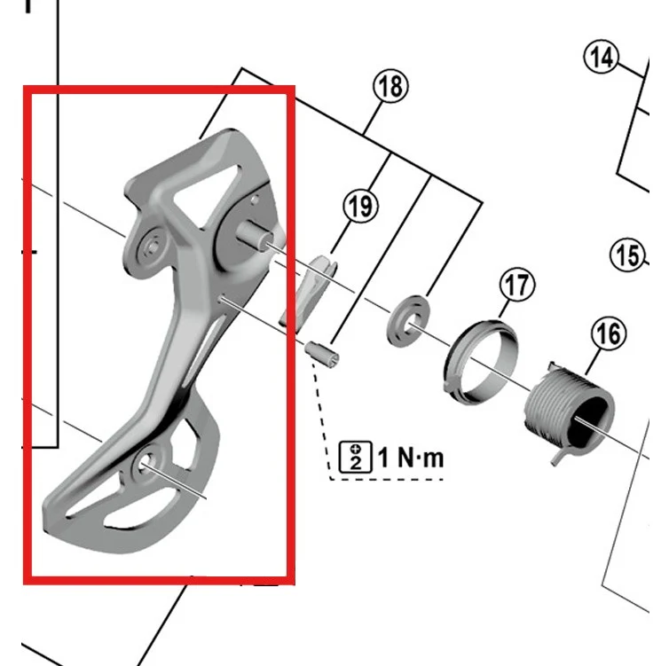 Chape de Dérailleur Arrière Externe SHIMANO GS RD-M8100RX822
