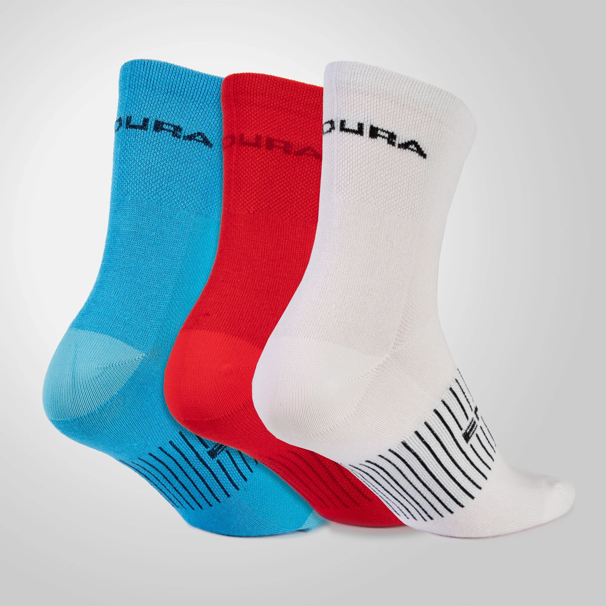 Chaussettes ENDURA COOLMAX RACE 3 Paires Blanc/Bleu/Rouge - Image 2