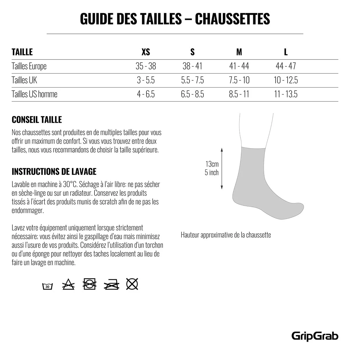 Chaussettes GRIPGRAB REGULAR CUT Noir - Image 9