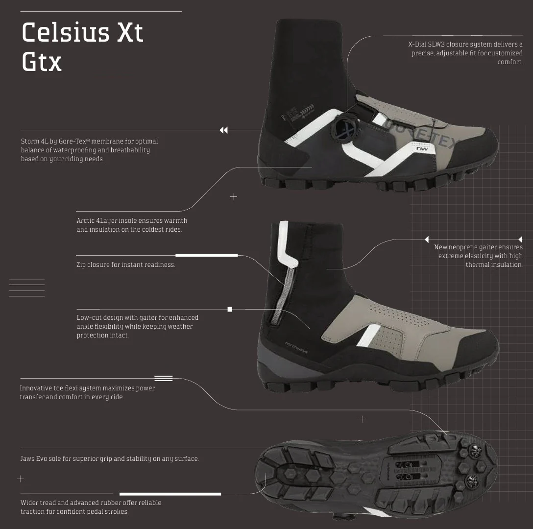 Chaussures VTT HIVER NORTHWAVE CELSIUS XT GTX Noir/Gris - Image 4
