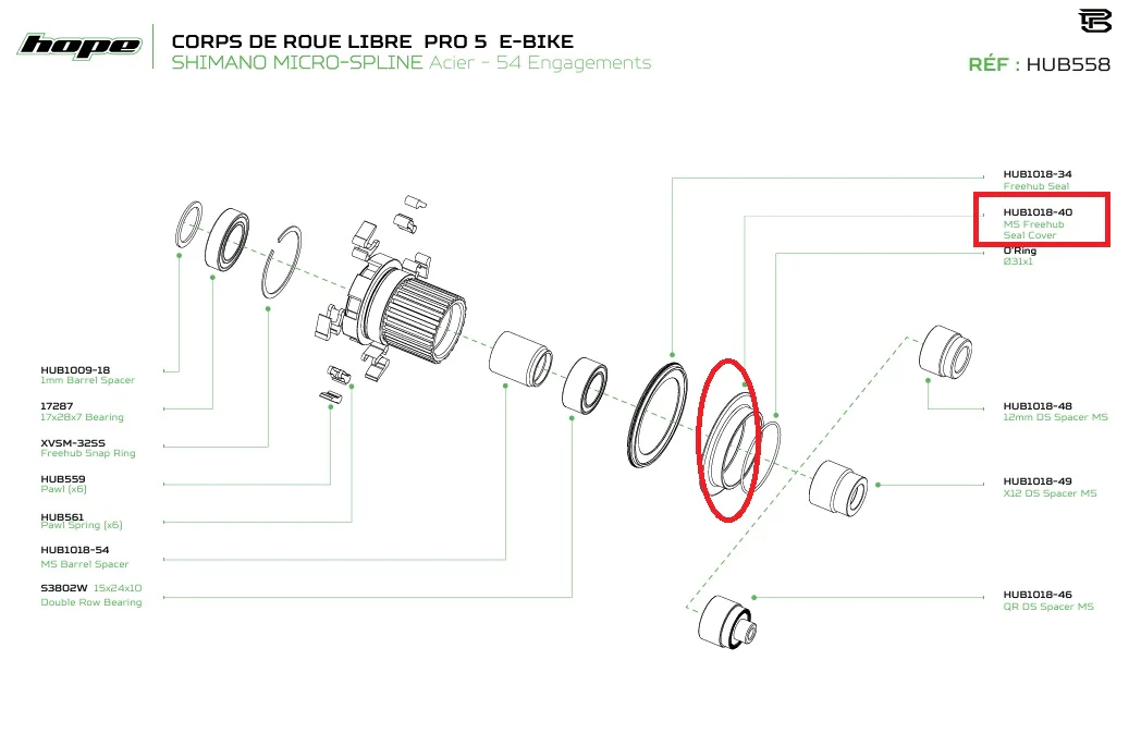 Couvercle de Joint pour Corps de Roue Libre Moyeu HOPE PRO 5 Microspline - Image 2