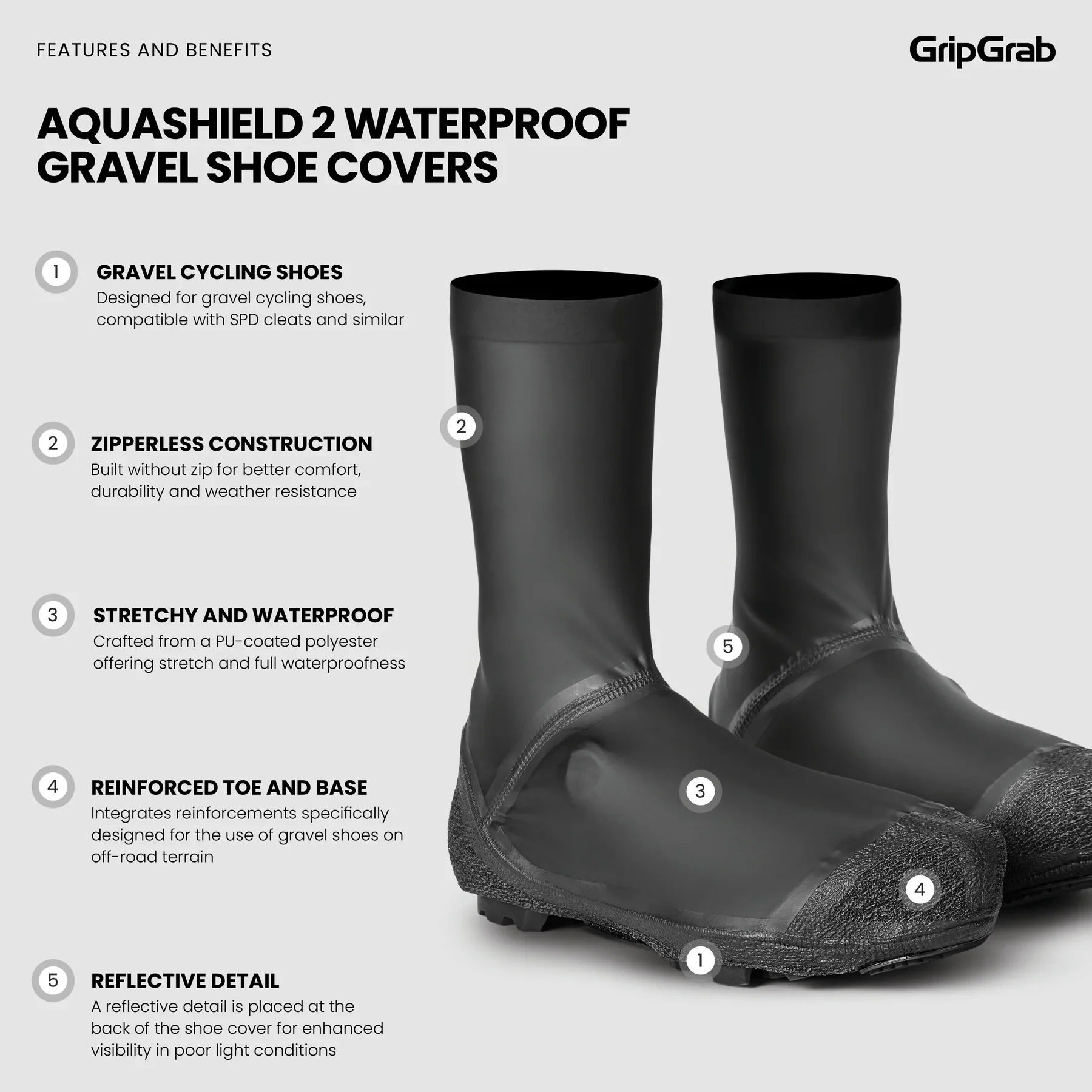 Couvre-Chaussures GRIPGRAB AQUASHIELD 2 WATERPROOF GRAVEL Noir - Image 7