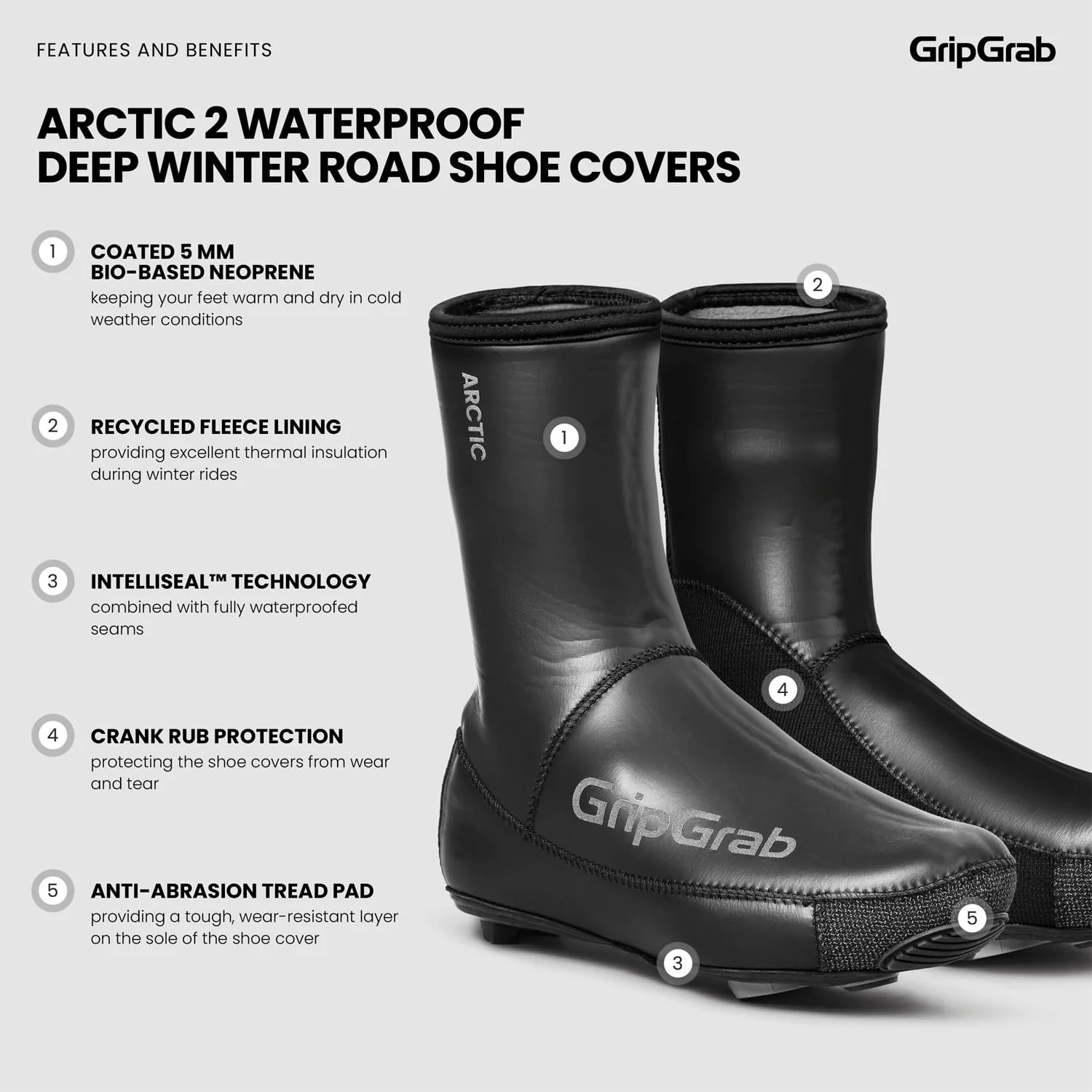 Couvre-Chaussures GRIPGRAB ARTIC 2 WATERPROOF ROAD Noir - Image 2
