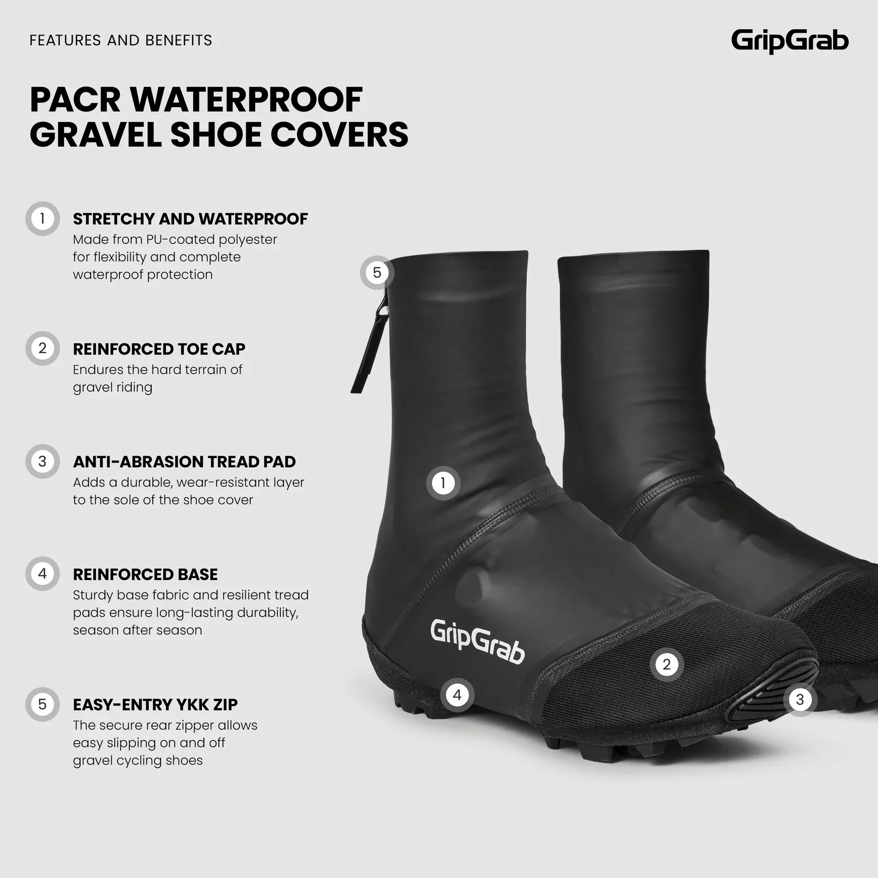 Couvre-Chaussures GRIPGRAB PACR WATERPROOF GRAVEL Noir - Image 8