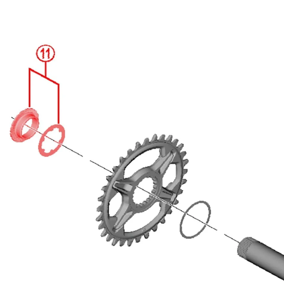 Ecrou et Rondelle de Fixation Plateau de Pédalier 12V SHIMANO XTR FC-M9100 Gris - Image 2