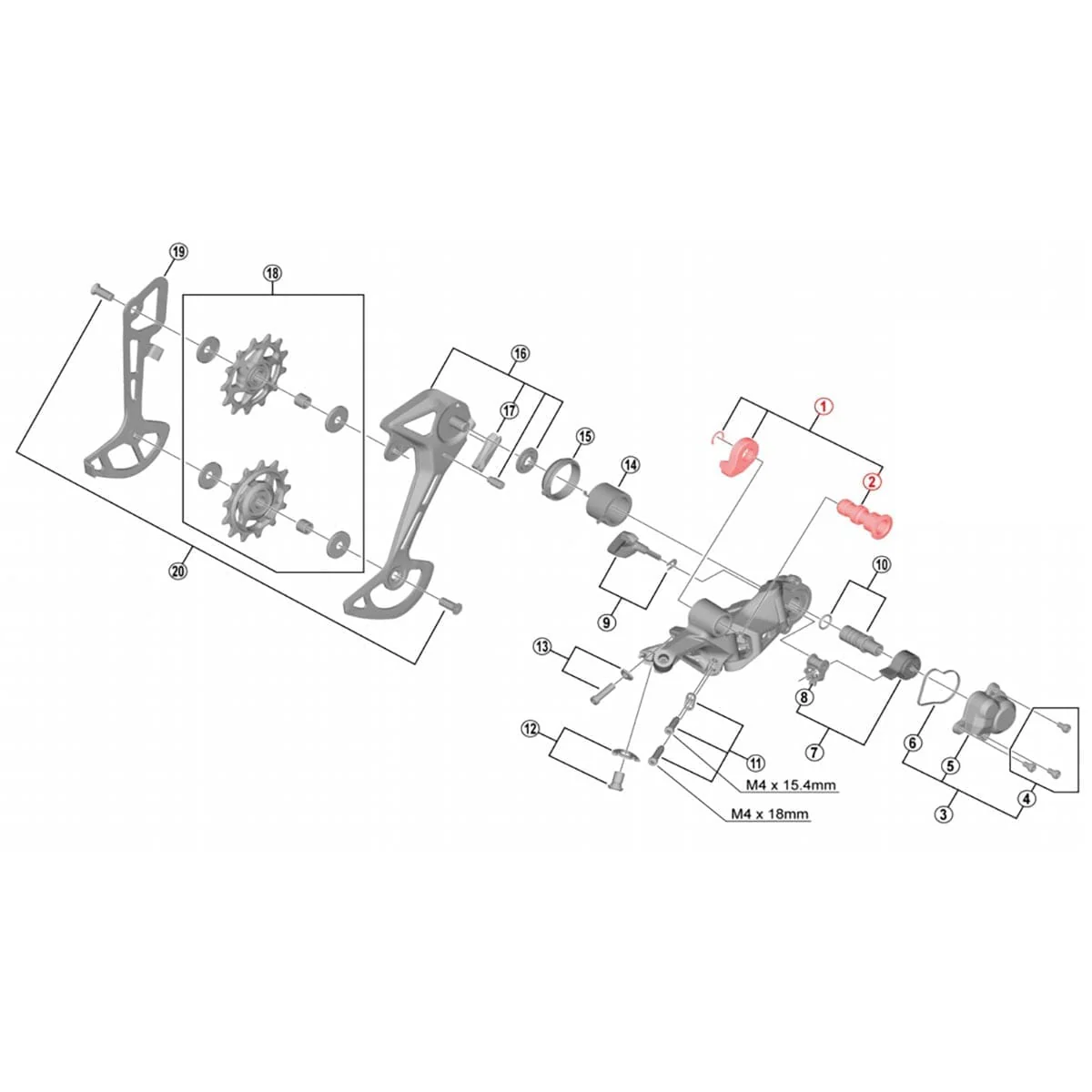 Ensemble Fixation pour Dérailleur Arrière 12V SHIMANO SLX RD-M7100