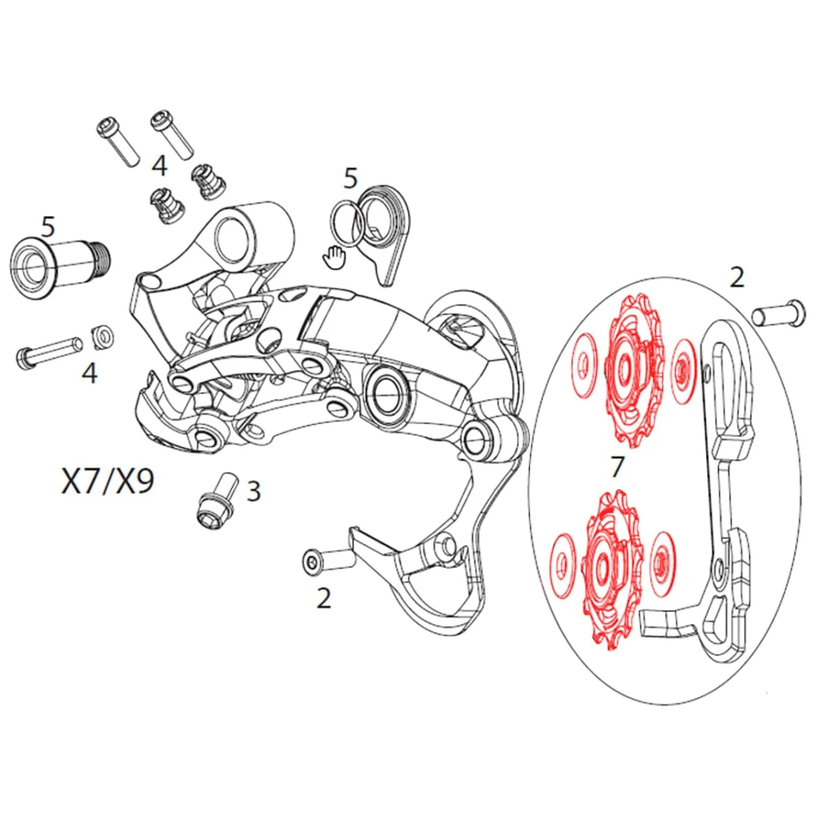 Galets de Dérailleur Arrière SRAM X9/X /GX Type 2 2x10V (x2) - Image 2