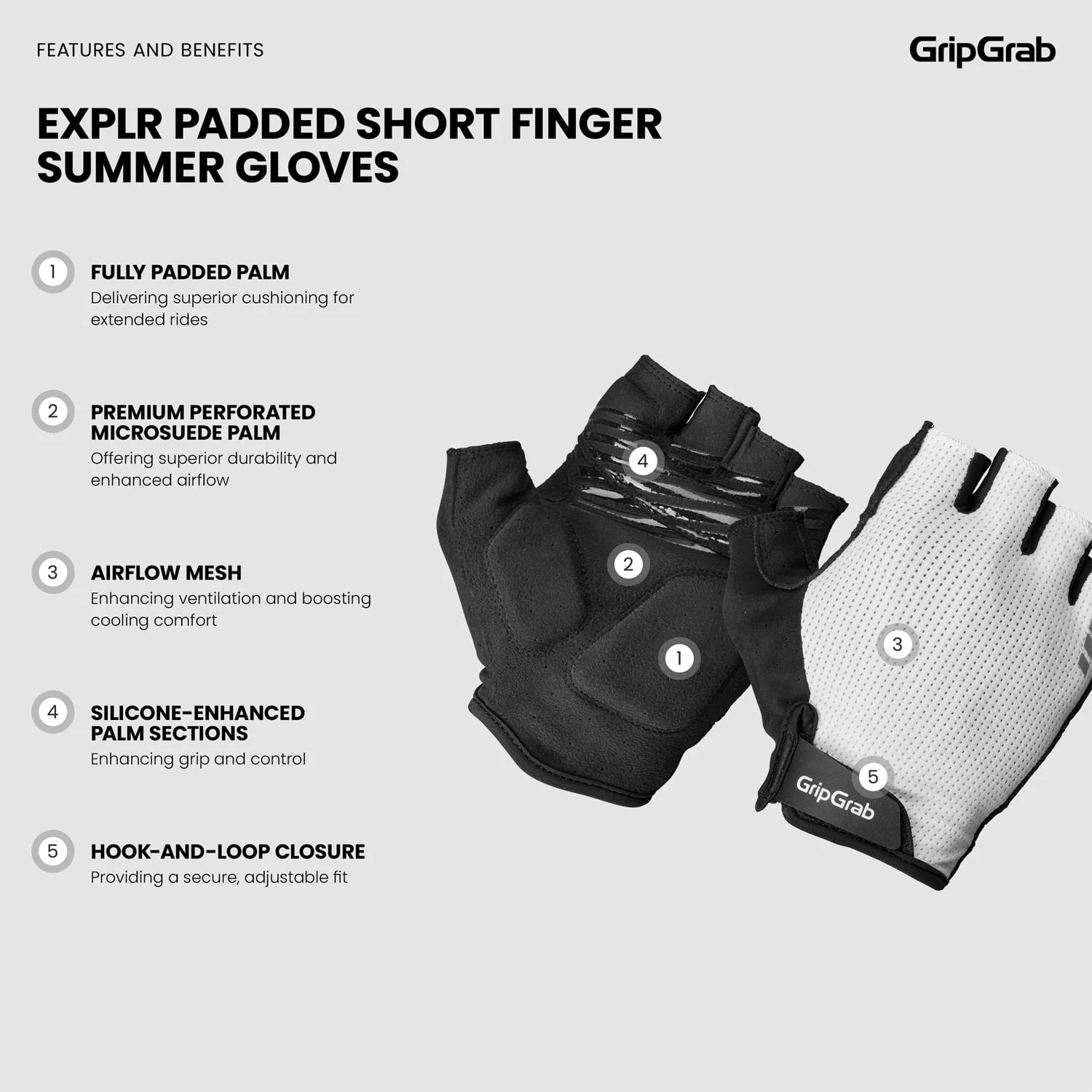 Gants Courts GRIPGRAB EXPLR RC MAX Blanc - Image 4