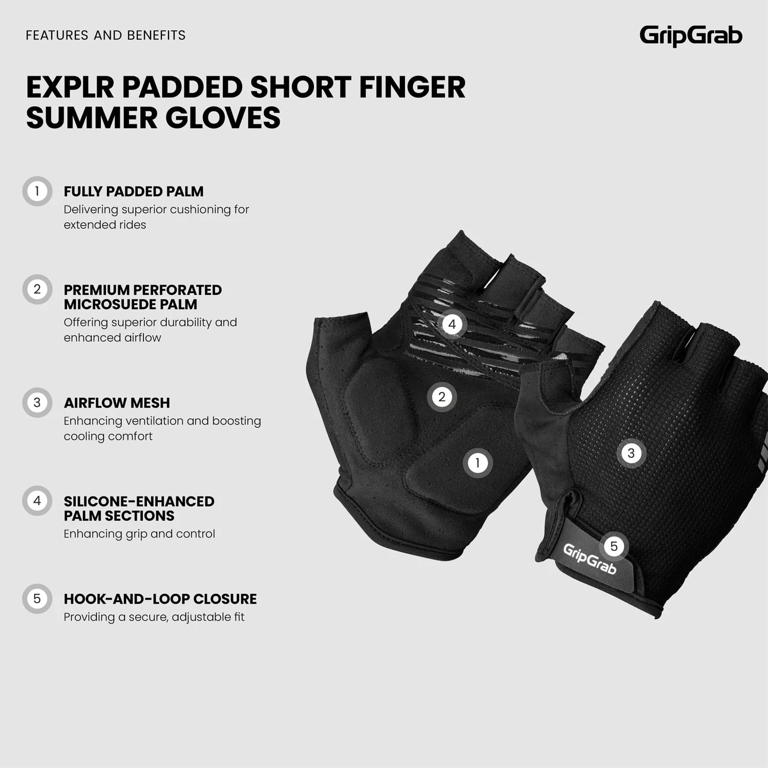 Gants Courts GRIPGRAB EXPLR RC MAX Noir - Image 3
