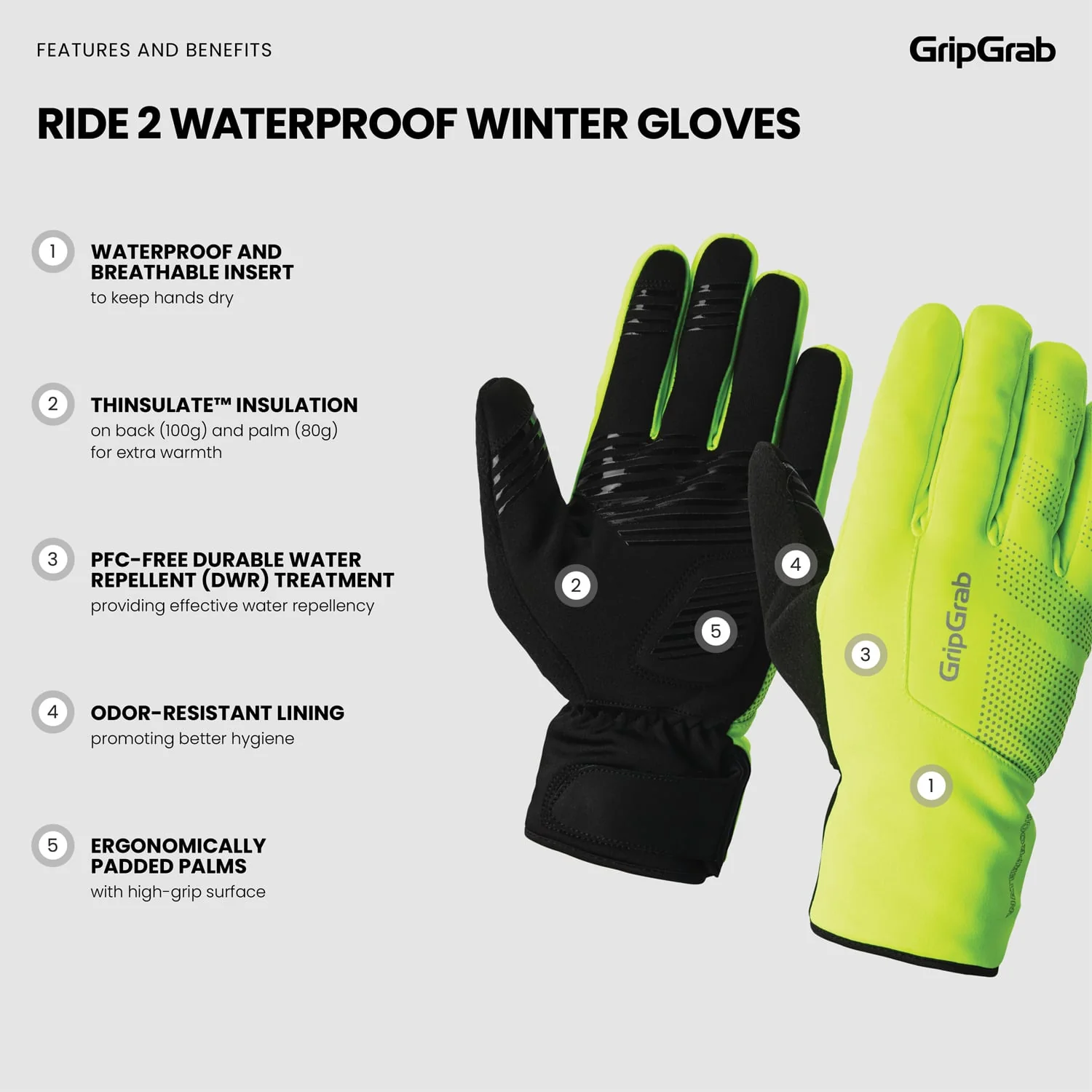 Gants GRIPGRAB RIDE 2 WATERPROOF Jaune - Image 5