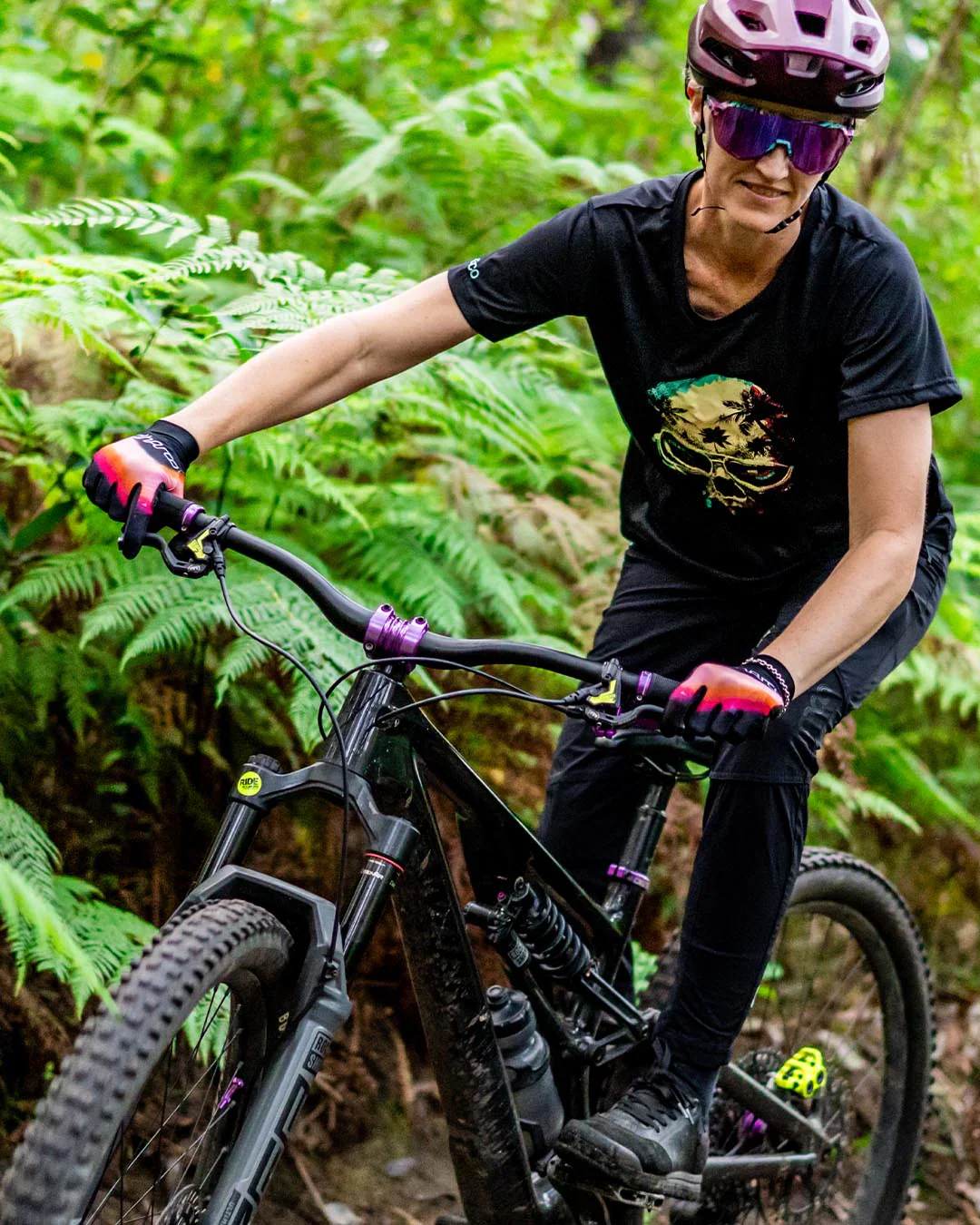 Gants DHARCO TRAIL FIREBIRD Femme Noir/Corail - Image 4