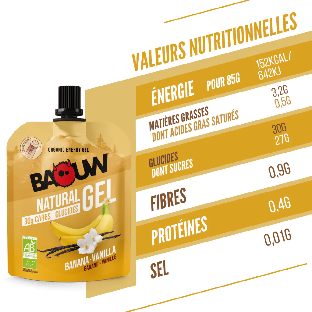Gel Énergétique BAOUW BIO Banane-Vanille (85g) - Image 2