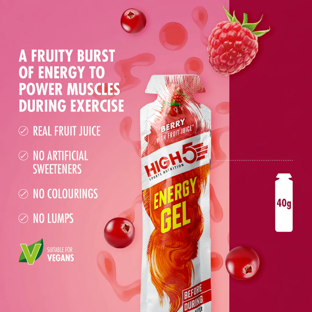 Lot de 6 Gels Énergétique HIGH5 ENERGY GEL (40g) Berry - Image 2