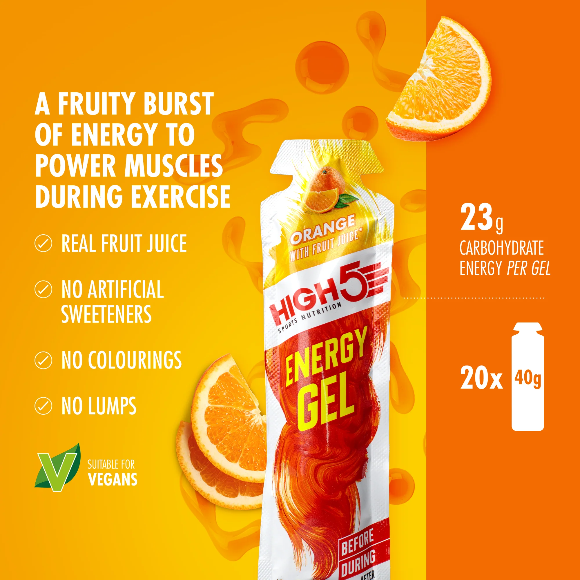 Gel Énergétique HIGH5 ENERGY GEL (40g) Orange - Image 2
