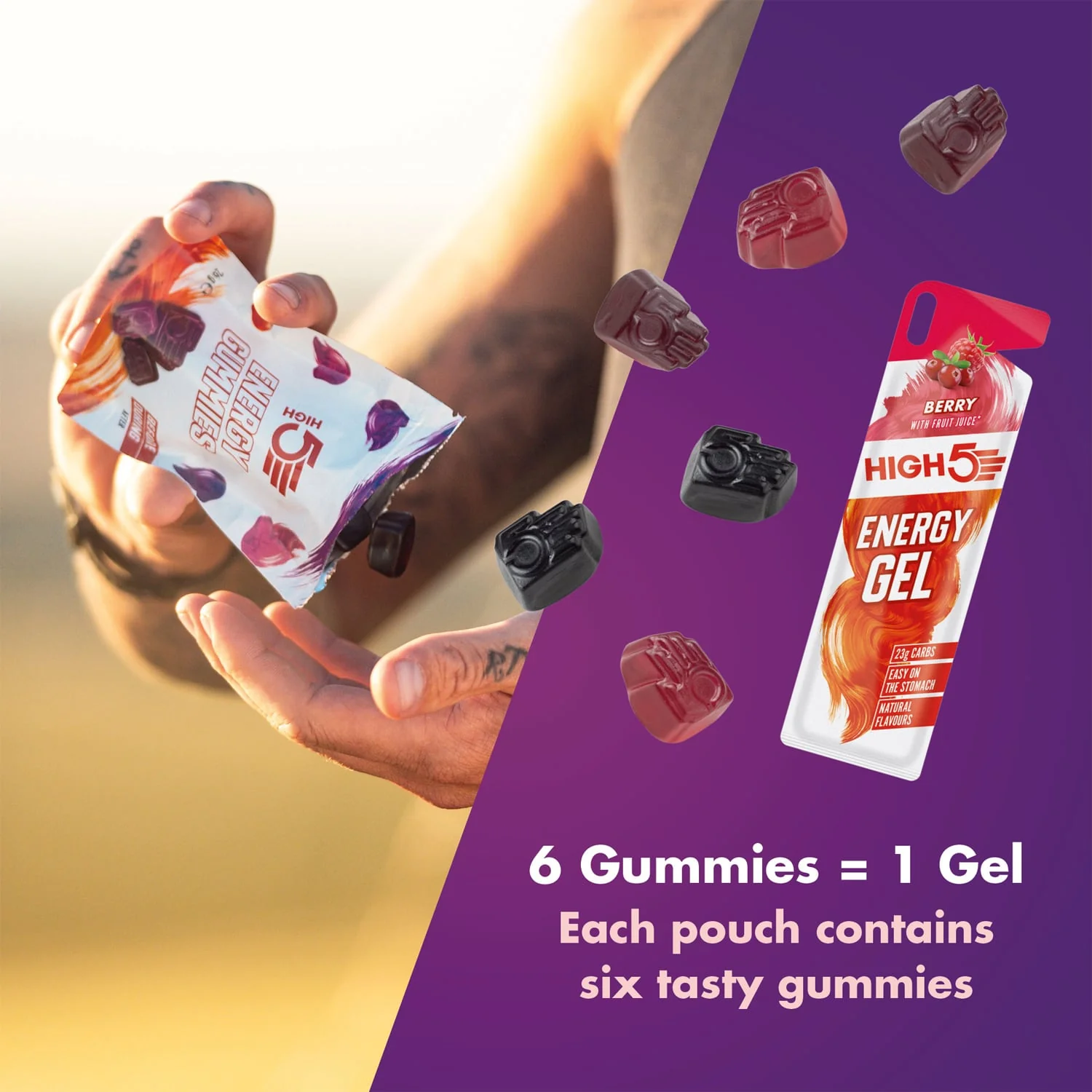 Gommes Énergétiques HIGH5 ENERGY GUMMIES (26g) Fruits Rouge - Image 3